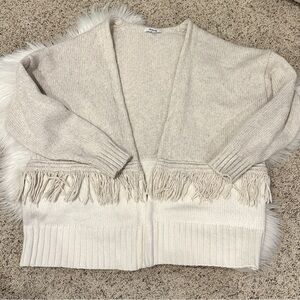 Madewell Color Blocked Open Front Fringed Cardigan Sweater